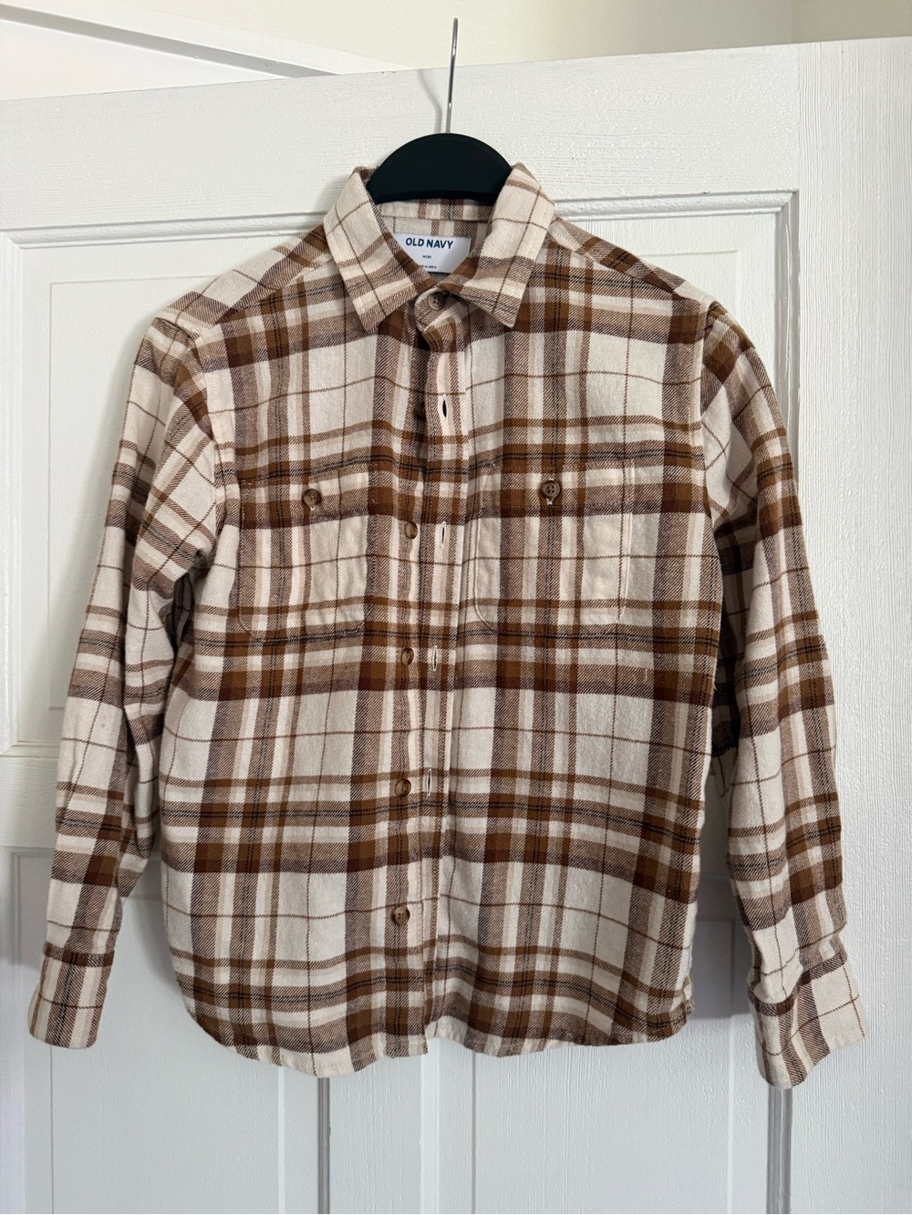 Old Navy Boy’s Brown Plaid Button-Up Shirt